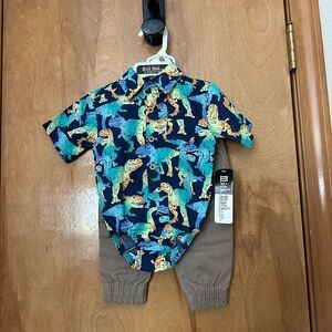 2 piece dinosaur short sleeve and jogger style pants set